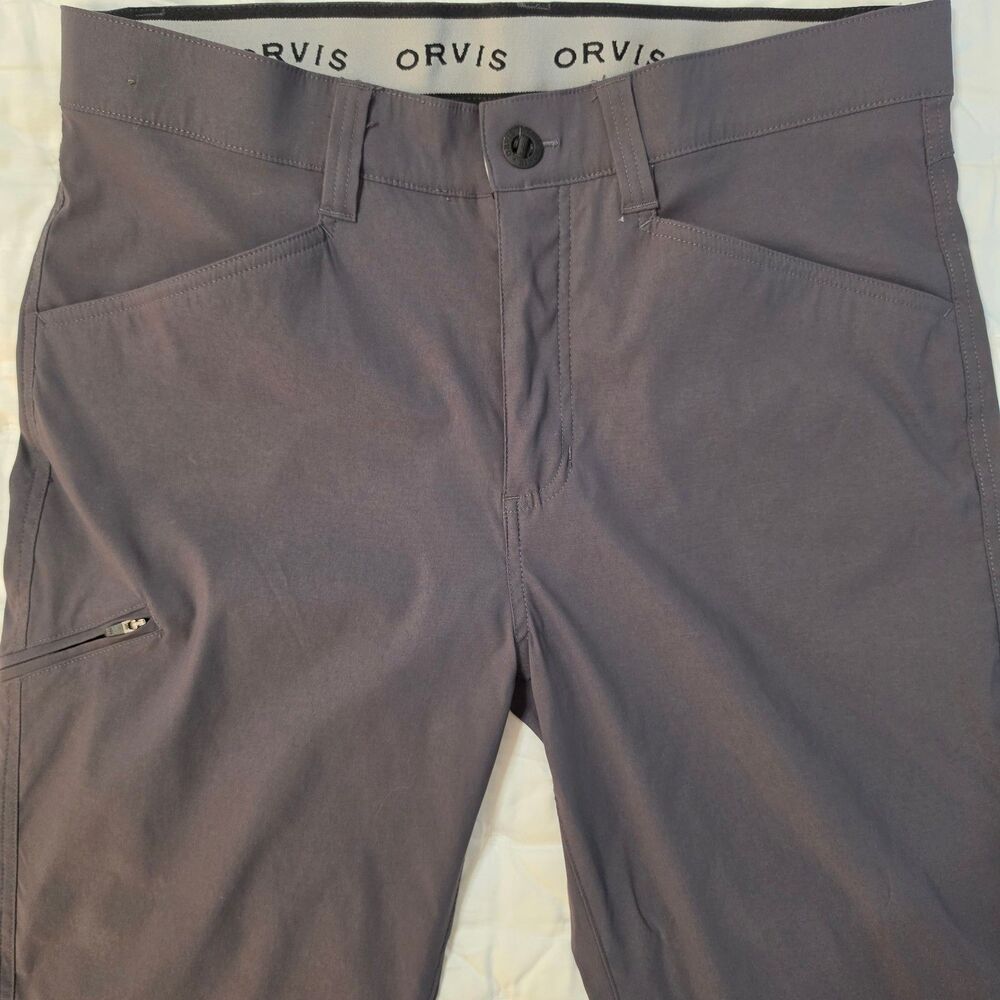Orvis Mens Tech Stretch Water Repellent Hiking Pants 34x29 Charcoal Gray Outdoor